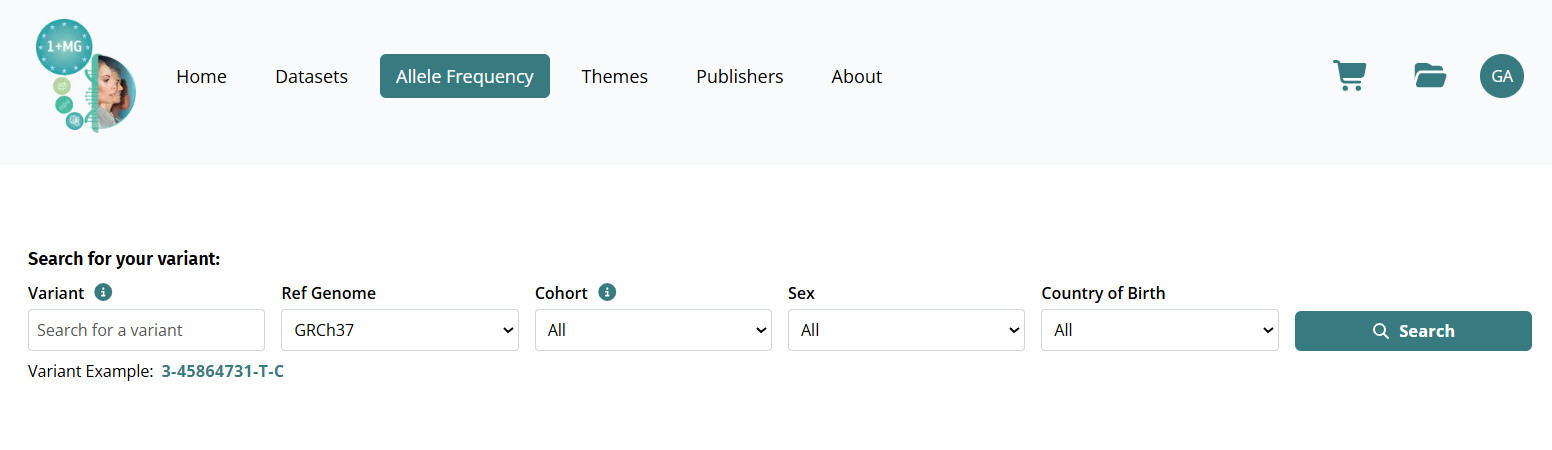 Screenshot showing Allele Frequency option in main navigation menu