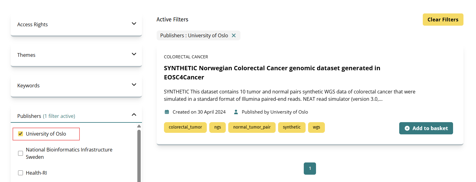 Screenshot showing pre-applied theme filter